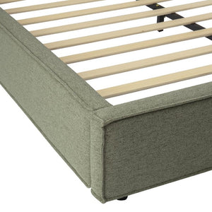 English Elm Modern Biscuit Tufted Queen Platform Bed Faux Linen Upholstered Low Profile Frame Green SF000217AAF