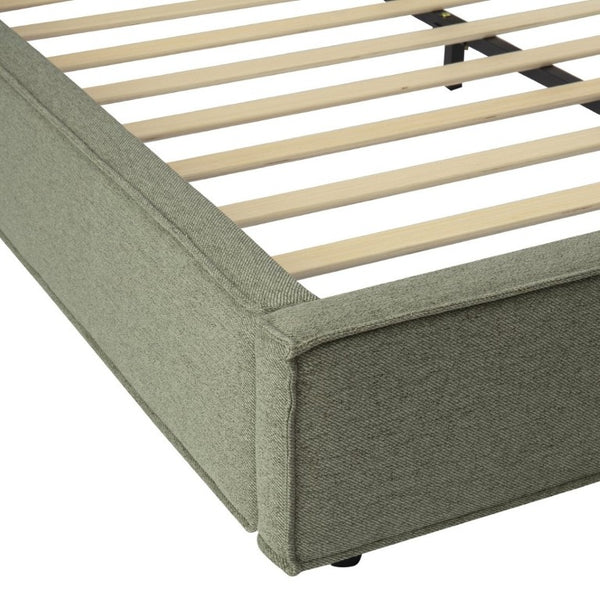 English Elm Modern Biscuit Tufted Queen Platform Bed Faux Linen Upholstered Low Profile Frame Green SF000217AAF