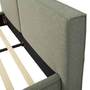 English Elm Modern Biscuit Tufted Queen Platform Bed Faux Linen Upholstered Low Profile Frame Green SF000217AAF