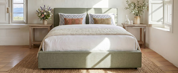 English Elm Modern Biscuit Tufted Queen Platform Bed Faux Linen Upholstered Low Profile Frame Green SF000217AAF