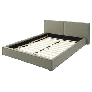 English Elm Modern Biscuit Tufted Queen Platform Bed Faux Linen Upholstered Low Profile Frame Green SF000217AAF