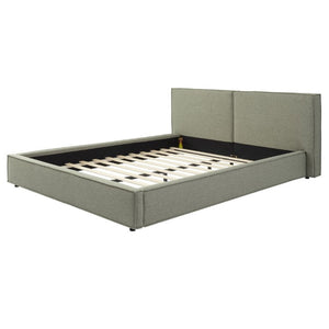 English Elm Modern Biscuit Tufted Queen Platform Bed Faux Linen Upholstered Low Profile Frame Green SF000217AAF