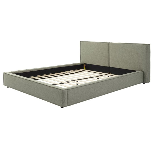 English Elm Modern Biscuit Tufted Queen Platform Bed Faux Linen Upholstered Low Profile Frame Green SF000217AAF
