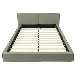 English Elm Modern Biscuit Tufted Queen Platform Bed Faux Linen Upholstered Low Profile Frame Green SF000217AAF