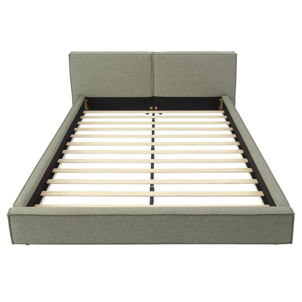English Elm Modern Biscuit Tufted Queen Platform Bed Faux Linen Upholstered Low Profile Frame Green SF000217AAF
