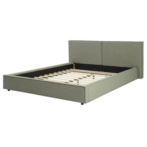 English Elm Modern Biscuit Tufted Queen Platform Bed Faux Linen Upholstered Low Profile Frame Green SF000217AAF