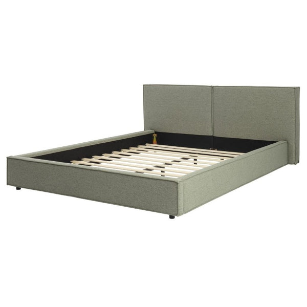 English Elm Modern Biscuit Tufted Queen Platform Bed Faux Linen Upholstered Low Profile Frame Green SF000217AAF
