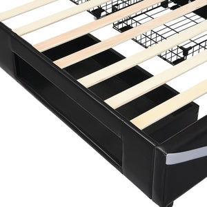 English Elm Twin Gaming Platform Bed PU Leather Frame with LED Lighting and Under Storage Drawers Gray SF000226AAE