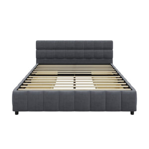 English Elm Queen Storage Platform Bed Linen Upholstered Tufted Headboard Four Drawer Modern Frame Gray SF000240AAE