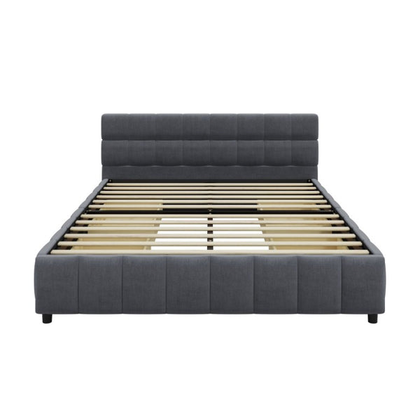 English Elm Queen Storage Platform Bed Linen Upholstered Tufted Headboard Four Drawer Modern Frame Gray SF000240AAE