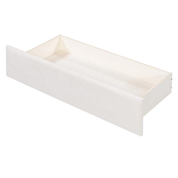 English Elm Twin Velvet Upholstered Daybed with Under Bed Storage Drawers for Small Spaces Beige SF000297AAA