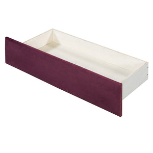 English Elm Twin Velvet Upholstered Daybed with Under Bed Storage Drawers for Small Spaces Wine Red SF000297AAJ