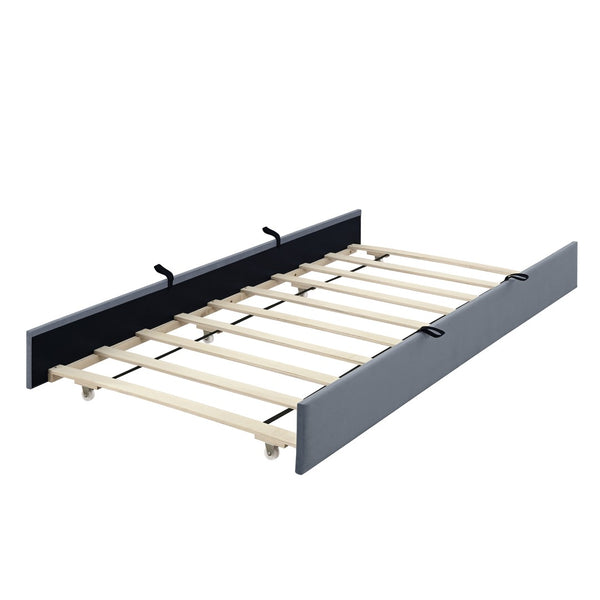 English Elm Queen Velvet Platform Bed with Channel Tufted Headboard and Pull Out Twin Xl Trundle Gray SF000369AAE
