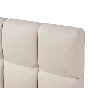 English Elm Twin Storage Bed with Hydraulic Lift Linen Frame and Square Padded Headboard Beige Upholstered SF000485AAA