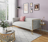 Manhattan Comfort Vector Mid-Century Modern Sofa Grey and Gold SF008-GY