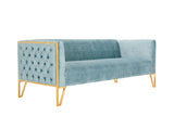 Manhattan Comfort Vector Mid-Century Modern Sofa Ocean Blue and Gold SF008-OB