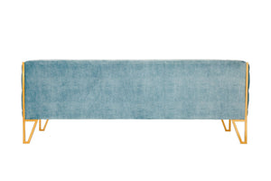 Manhattan Comfort Vector Mid-Century Modern Sofa Ocean Blue and Gold SF008-OB