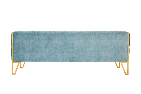 Manhattan Comfort Vector Mid-Century Modern Sofa Ocean Blue and Gold SF008-OB
