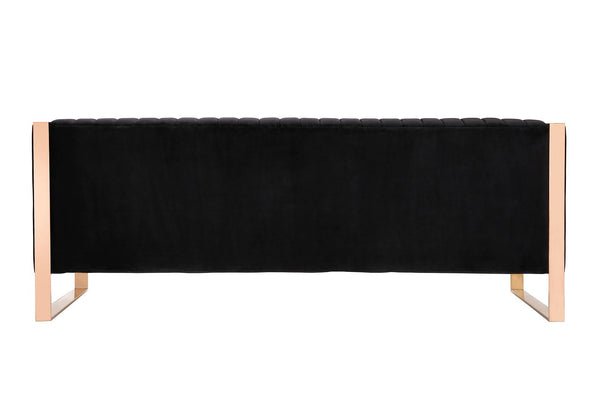 Manhattan Comfort Trillium Mid-Century Modern Sofa Black and Gold SF009-BK
