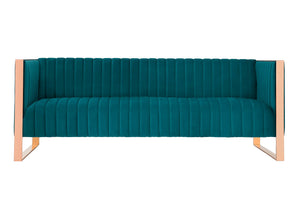 Manhattan Comfort Trillium Mid-Century Modern Sofa Aqua Blue and Gold SF009-TL