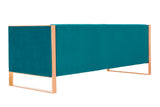 Manhattan Comfort Trillium Mid-Century Modern Sofa Aqua Blue and Gold SF009-TL