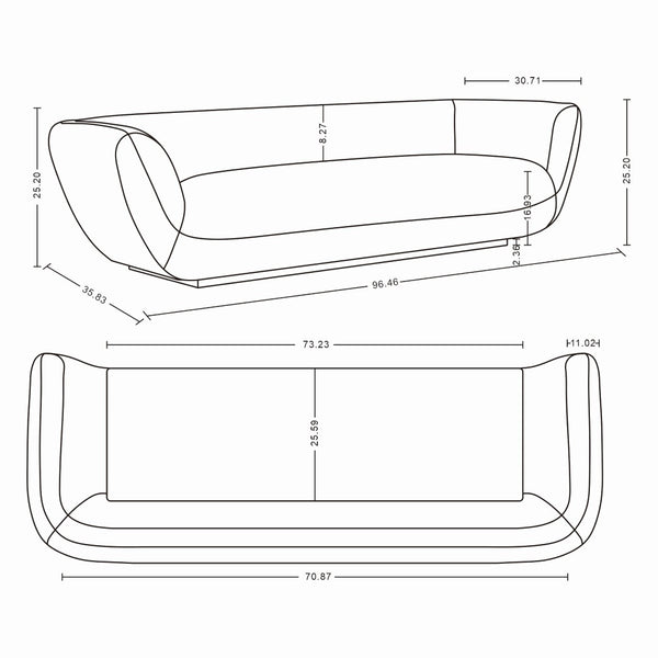 Manhattan Comfort Contemporary Ulka Sofa With Luxurious Chenille Upholstery And Bolster Pillows For Ultimate Comfort Cream Pine Wood Sf011-cr