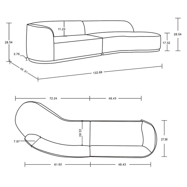 Manhattan Comfort Daria Modern Sofa Ivory SF012-IV