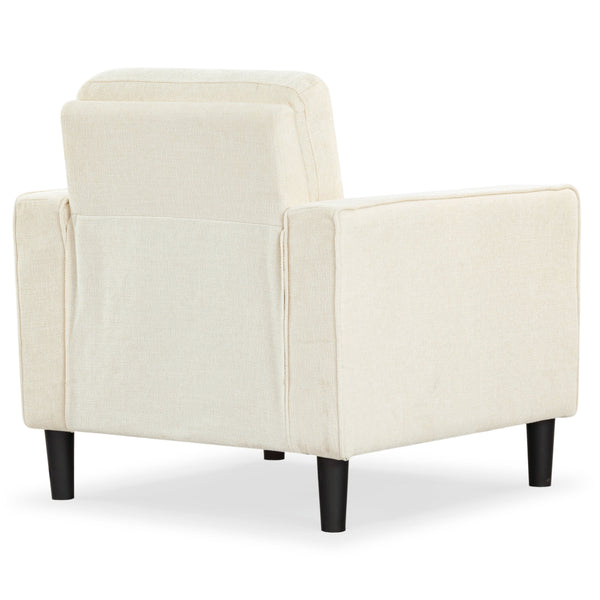 Safavieh Felicianya Modern Accent Chair - Luxurious Cream Upholstered Comfort For Contemporary Home Decor Creme Wood ,Foam ,Fabric ,Plastic Legs Sfa2000a