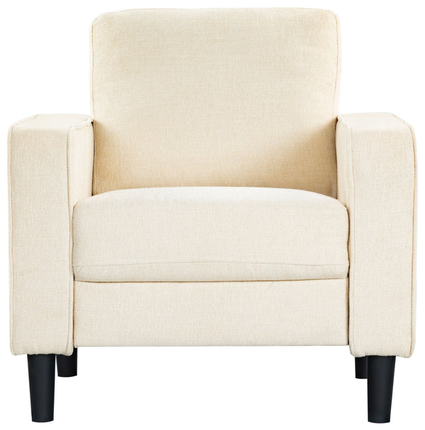 Safavieh Felicianya Modern Accent Chair - Luxurious Cream Upholstered Comfort For Contemporary Home Decor Creme Wood ,Foam ,Fabric ,Plastic Legs Sfa2000a