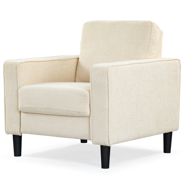 Safavieh Felicianya Modern Accent Chair - Luxurious Cream Upholstered Comfort For Contemporary Home Decor Creme Wood ,Foam ,Fabric ,Plastic Legs Sfa2000a