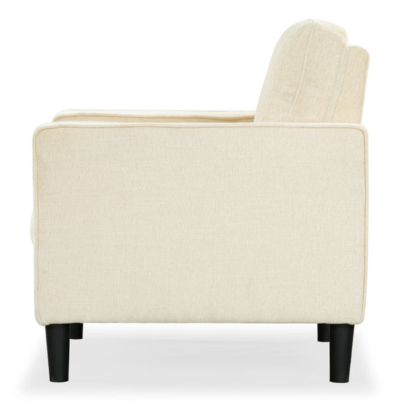 Safavieh Felicianya Modern Accent Chair - Luxurious Cream Upholstered Comfort For Contemporary Home Decor Creme Wood ,Foam ,Fabric ,Plastic Legs Sfa2000a