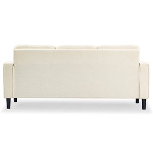 Safavieh Felicianya Modern 3 Seater Sofa - Chic Cream Elegance For Contemporary Living Spaces & Comfort Creme Wood ,Foam ,Fabric ,Plastic Legs Sfa2001a