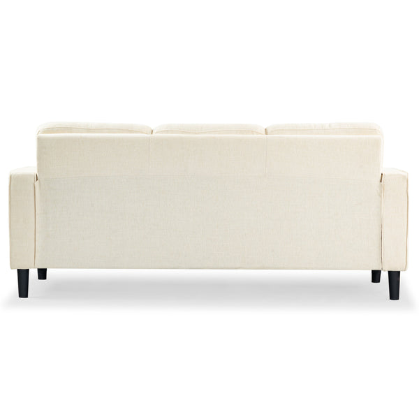 Safavieh Felicianya Modern 3 Seater Sofa - Chic Cream Elegance For Contemporary Living Spaces & Comfort Creme Wood ,Foam ,Fabric ,Plastic Legs Sfa2001a