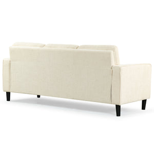 Safavieh Felicianya Modern 3 Seater Sofa - Chic Cream Elegance For Contemporary Living Spaces & Comfort Creme Wood ,Foam ,Fabric ,Plastic Legs Sfa2001a
