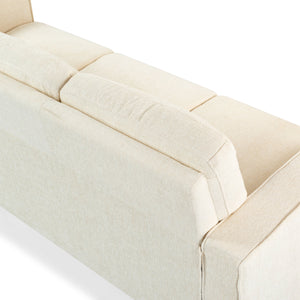 Safavieh Felicianya Modern 3 Seater Sofa - Chic Cream Elegance For Contemporary Living Spaces & Comfort Creme Wood ,Foam ,Fabric ,Plastic Legs Sfa2001a