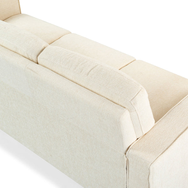 Safavieh Felicianya Modern 3 Seater Sofa - Chic Cream Elegance For Contemporary Living Spaces & Comfort Creme Wood ,Foam ,Fabric ,Plastic Legs Sfa2001a