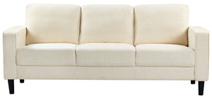 Safavieh Felicianya Modern 3 Seater Sofa - Chic Cream Elegance For Contemporary Living Spaces & Comfort Creme Wood ,Foam ,Fabric ,Plastic Legs Sfa2001a