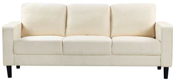 Safavieh Felicianya Modern 3 Seater Sofa - Chic Cream Elegance For Contemporary Living Spaces & Comfort Creme Wood ,Foam ,Fabric ,Plastic Legs Sfa2001a