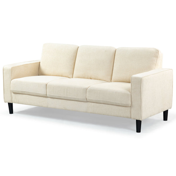 Safavieh Felicianya Modern 3 Seater Sofa - Chic Cream Elegance For Contemporary Living Spaces & Comfort Creme Wood ,Foam ,Fabric ,Plastic Legs Sfa2001a