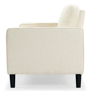 Safavieh Felicianya Modern 3 Seater Sofa - Chic Cream Elegance For Contemporary Living Spaces & Comfort Creme Wood ,Foam ,Fabric ,Plastic Legs Sfa2001a