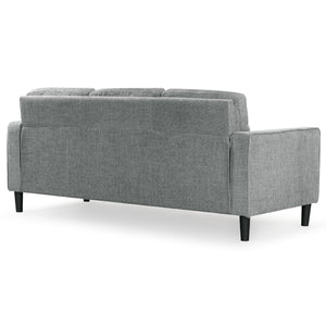 Safavieh Felicianya Modern 3 Seater Sofa - Chic Cream Elegance For Contemporary Living Spaces & Comfort Grey Wood ,Foam ,Fabric ,Plastic Legs Sfa2001b