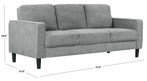 Safavieh Felicianya Modern 3 Seater Sofa - Chic Cream Elegance For Contemporary Living Spaces & Comfort Grey Wood ,Foam ,Fabric ,Plastic Legs Sfa2001b