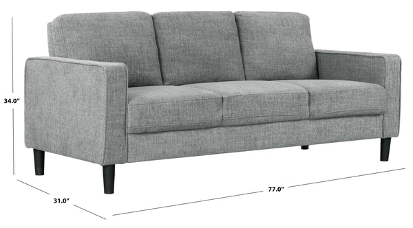 Safavieh Felicianya Modern 3 Seater Sofa - Chic Cream Elegance For Contemporary Living Spaces & Comfort Grey Wood ,Foam ,Fabric ,Plastic Legs Sfa2001b