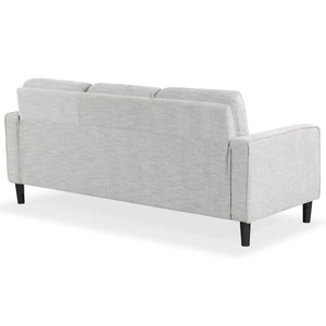 Safavieh Felicianya Modern 3 Seater Sofa - Chic Cream Elegance For Contemporary Living Spaces & Comfort Light Grey Wood ,Foam ,Fabric ,Plastic Legs Sfa2001c