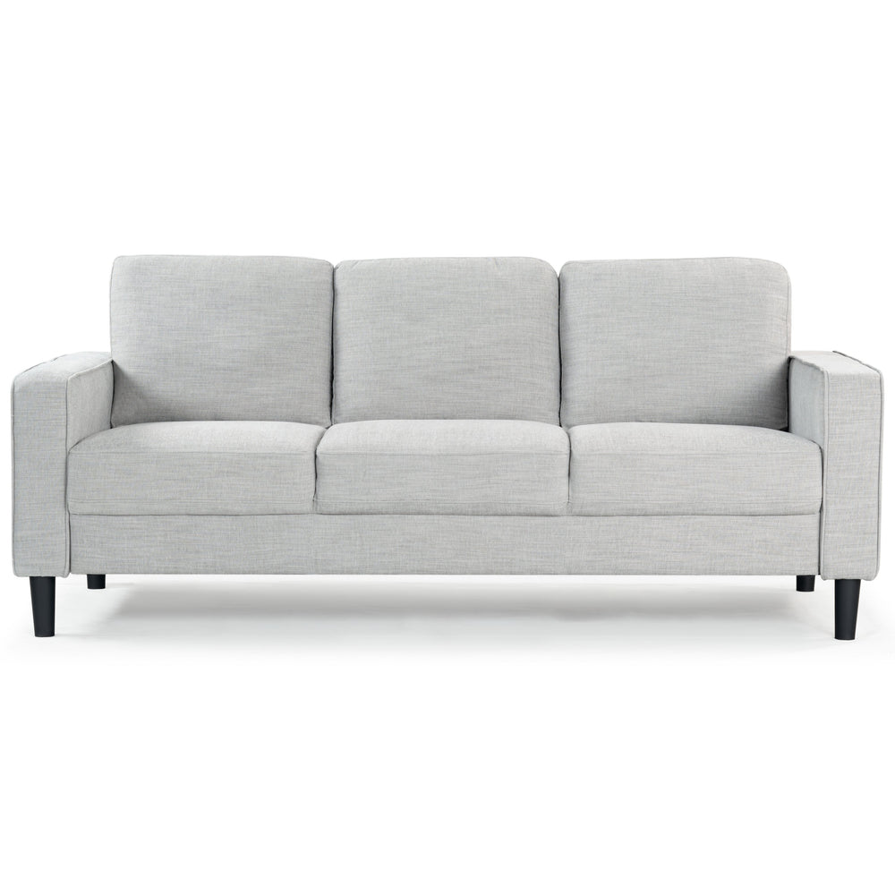 Safavieh Felicianya Modern 3 Seater Sofa - Chic Cream Elegance For Contemporary Living Spaces & Comfort Light Grey Wood ,Foam ,Fabric ,Plastic Legs Sfa2001c