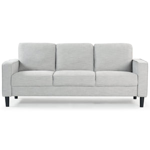 Safavieh Felicianya Modern 3 Seater Sofa - Chic Cream Elegance For Contemporary Living Spaces & Comfort Light Grey Wood ,Foam ,Fabric ,Plastic Legs Sfa2001c