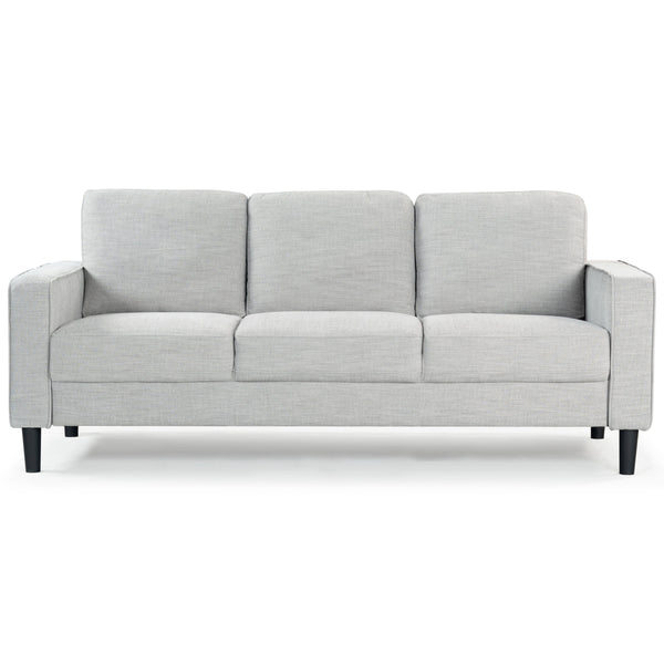 Safavieh Felicianya Modern 3 Seater Sofa - Chic Cream Elegance For Contemporary Living Spaces & Comfort Light Grey Wood ,Foam ,Fabric ,Plastic Legs Sfa2001c