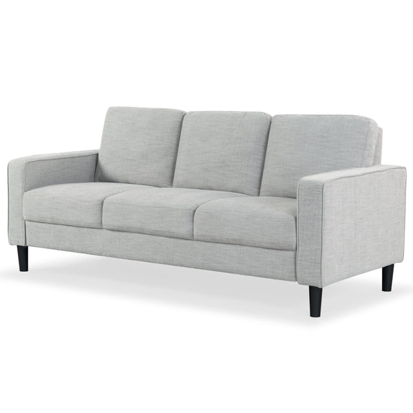 Safavieh Felicianya Modern 3 Seater Sofa - Chic Cream Elegance For Contemporary Living Spaces & Comfort Light Grey Wood ,Foam ,Fabric ,Plastic Legs Sfa2001c