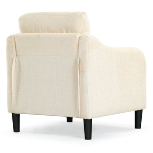 Safavieh Edalynn Modern Accent Chair - Elegant Cream Upholstered Comfort For Chic Living Room Style Creme Wood ,Foam ,Fabric ,Plastic Legs Sfa2002a