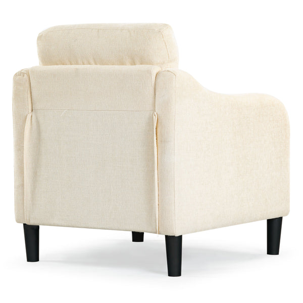 Safavieh Edalynn Modern Accent Chair - Elegant Cream Upholstered Comfort For Chic Living Room Style Creme Wood ,Foam ,Fabric ,Plastic Legs Sfa2002a